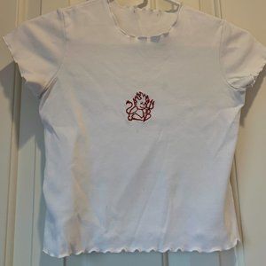 Women White/Red Devil Crop Top